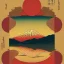 Placeholder: Ukiyo-e Style , mount fuji, sun set