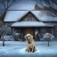 Placeholder: portrait of sad, scared, lonely dog tied with a short leash in front of house, winter, 8k resolution, high-quality, fine-detail, intricate, digital art, detailed matte, volumetric lighting, illustration, 3D octane render, brian froud, howard lyon, selina french, anna dittmann, annie stokes, lisa parker, greg rutowski