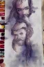 Placeholder: portrait, watercolour, realistic, illustration, dnd, dwarf, ghost, ethereal, lapis, see-through, transparent