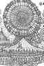 Placeholder: A haunted carnival with ghostly rides, creepy clowns, and a ferris wheel. Outline, sketch style, only use outline, mandala style, clean line art, white background, no shadows, no clear wall, coloring page.