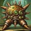 Placeholder: fantasy 90's tcg steampunk starfish creature artwork