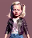 Placeholder: Margot Robbie toddler, full body, sneaker, leather jacket, floral shirt, soft skin, dramatic lighting, hyper realistic