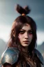 Placeholder: Barbarian anime character, animal hide armor, physically fit, tribal tattoos, scars, washboard abs, red facepaint, red hair, dark eyeshadow, intricate eyeliner, soft round eyes, beads in hair, 8k resolution, cinematic smooth, intricate details, vibrant colors, realistic details, masterpiece, oil on canvas, smokey background