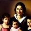 Placeholder: portrait of Jacobo Santiago Mozos born in 1976 and Gemma Arnau Arnau born in 1979,and daughters Eira Santiago Arnau and Dalia Santiago Arnau by Caravaggio,smiling, oil on canvas, cinematic composition, extreme detail,8k,fit full head inside picture,