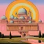 Placeholder: art by "Amedeo Bocchi", painting, landscape , Feigned The Palace Beyond Good and Evil, at Dawn, Illustration, Hopeless, 70s Science Fiction, Provia, overly complex style