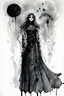 Placeholder: a fugitive from yourself; surreal; expressionistic; lowbrow ink wash