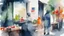 Placeholder: Water color Painting, Vector. Hijab. Minimal. buy medicine Expensive. pharmacy. woman. Iran. new yorker. Street. salesman Weekly market