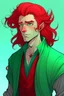 Placeholder: red with green haired nereid male dnd