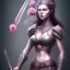 Placeholder: lady warrior with pink top and rose