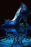 Placeholder: dark fantasy, intricate cover, a whimsical fairytale, high-heeled shoe made of blue glass with a pool of blood underneath