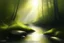 Placeholder: Create a hyper-realistic oil painting of a forest river scene with sunlight streaming through the trees