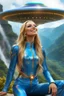 Placeholder: cosmic woman smile,ufos rainbow, admiral from the future, galactic confédération, fine whole face, crystalline skin, expressive blue eyes,rainbow, smiling lips, very nice smile, costume pleiadian, Beautiful tall woman pleiadian Galactic commander, ship, perfect datailed golden galactic suit, high rank, long blond hair, hand whit five perfect detailed finger, amazing big blue eyes, smilling mouth, high drfinition lips, cosmic happiness, bright colors, blue, pink, gold, jewels, realist, high,