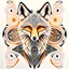 Placeholder: Fox symmetrical design ink art colours orange cream white and black hyper-detailed realistic 8k