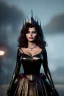 Placeholder: young sophia loren as evil queen in black leather, angry, stern look, volumetric lighting, particales,highly detailed,cinematic, deep colours,8