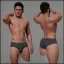 Placeholder: A male underwear model, hyper realism