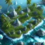 Placeholder: tropical island, palms, dreamy , science fiction , lost