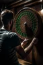 Placeholder: A Player shoot darts on a board