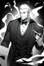 Placeholder: businessman smoke cigar in the dark, greyscale