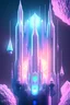 Placeholder: very small and prety Cristal white castel , couleur bleue forte et rose pâle, détaillé, vue de face, 8K, détails complexes, cyberpunk,soleil couchant crystal city crystalline in the sky, renderin, room, cosmic, opalescent, 100mm, opalescent, gemstones, crystals, object, other worldly,water, cristal rock ,bright, ice backg