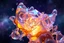 Placeholder: Hypnotic translucent 3D fractal geometry evolving between fluid organic and precise geometric forms, iridescent glass with inner glow and suspended bubbles, smooth random translucent elements against a galaxy background, cinematic g