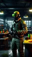 Placeholder: The hero of the PUBG game in a chemical laboratory in a large area--v4