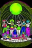 Placeholder: party in 80's with circus on the moon full