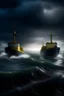 Placeholder: a mighty portrait of two ships in the ocean with electricity