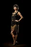 Placeholder: Full Body, slim burlesque Woman looking to the right, With A Bob With A Fringe Hairstyle, flapper Clothing, Steampunk