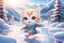 Placeholder: cute anime chibi cat iceskating on a frozen pond, mountains, forest in sunshine Weight:1 heavenly sunshine beams divine bright soft focus holy in the clouds Weight:0.9