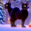 Placeholder: black Cat tangled up in christmas