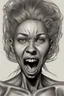 Placeholder: detailed image, female head, screaming