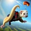 Placeholder: ferret wearing jumpsuit and parachute, skydiving, sunlit sky, intricate, ultra-fine detailed, 8k, detailed matte, high-quality, 3d, realistic, midjourney style, George Grie, Anne Dittman, Anne Stokes, Lisa Parker, Selina French