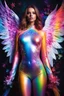 Placeholder: Gorgeous Photography Beautiful Woman as Angel with clothing abstracts flowers latex dressing painting art neons rainbow colors glowing in the dark and colorful details