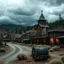Placeholder: the western town called High Noon Hollow with gloomy skies