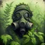 Placeholder: Overgrown, gasmask,comic style