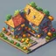 Placeholder: create a orange fruits into cartoonist house style model isometric view for mobile game bright colors