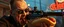 Placeholder: mean looking mafia thug eating a scoped hot dog