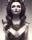 Placeholder: old evil queen in black leather gown, femme fatale, volouptous, busty, cleavage, angry, emperious, 8k resolution concept art portrait by Greg Rutkowski,