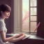 Placeholder: Anime, female student studying under window, studying lesson, perfect face, cool face, ultra detail, unreal engine 5, cinema4d, sun light, studio lighting --ar 1:1 --v 4