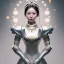 Placeholder: hyper realistic, beautiful smooth realistic Japanese goddess robot, run on dark cosmos background, cat еye, extremely sharp detail, finely tuned detail, ultra high definition, 8 k, unreal engine 5, ultra sharp focus, accurate sword wings, positive smile, lot of details, fit within portrait, Ambiance winter, perfect composition, perfect hair,