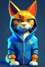 Placeholder: low poly playstation 1 chracter of a happy cat in a hoodie witha retro gam on the hoodie