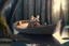 Placeholder: mouse in boat, in forest by lake, book illustration, fine detail, 4k, trending, volumetric light, depth of field