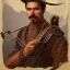 Placeholder: portrait,"Insanely detailed photograph of a male western mustachioed crossbowman", detailed charro, sequenced Sombrero, detailed held dagger, digital painting, artstation, concept art, sharp focus, illustration, art by artgerm and greg rutkowski and alphonse mucha, 8 k,fantasy, unreal engine