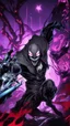 Placeholder: Mix between venom symbiote and Reaper in solo leveling shadow style with neon glowing blue
