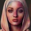 Placeholder: watercolor painting as woman's face, wearing hijab, fine detail, highly intricate, high-quality, volumetric lighting, 8k, ultrahd, George Grie, Marco Escobedo, Igor Morski,Brian Froud, Howard Lyon, Selina French,