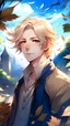 Placeholder: fantasy world, anime, blond hair man, 28 years old,