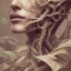 Placeholder: "full face tattoo of leaves and gnarled branches extending past face and morphing into reality, color tattoo, 8k resolution, high-quality, fine-detail, intricate, digital art, detailed matte, volumetric lighting, illustration, octane render