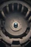 Placeholder: abandon temple, pedestal in the centre with an orb resting on top seen from above, underground, gigantic room, dark