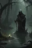 Placeholder: Necromancer participating an a dark ritual, in a spooky swamp