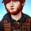 Placeholder: ed sheeran with dark brown hair, round head, lego, steampunk